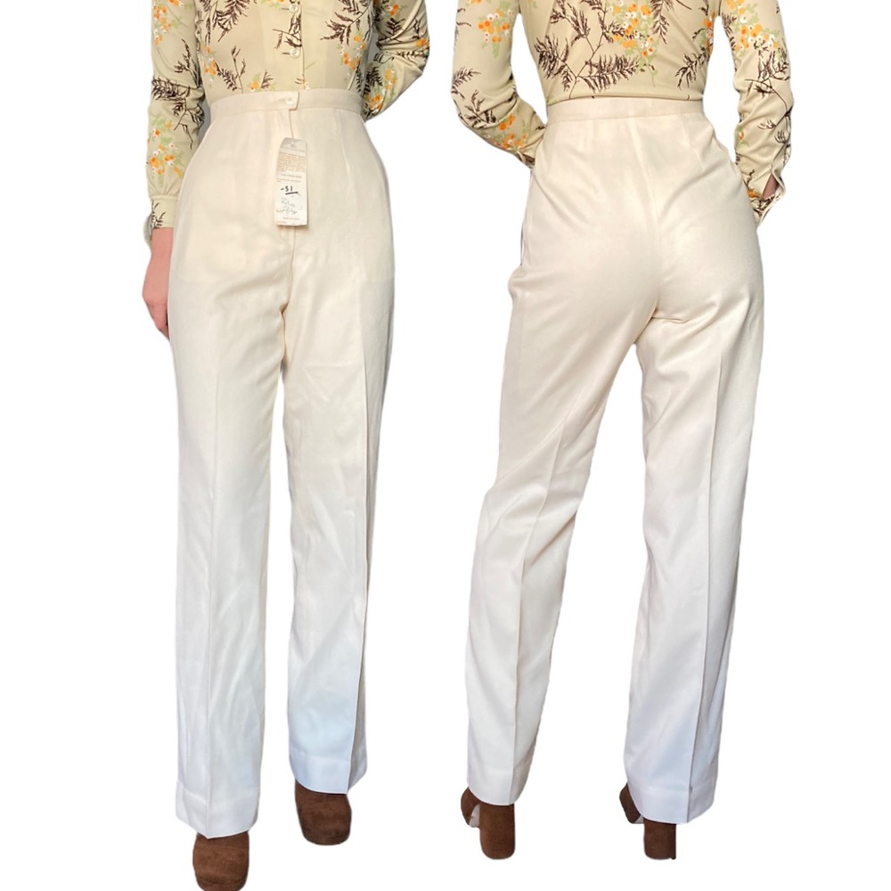 Vintage 70s NWT Pendleton Wool Trousers Slacks in Cream, 28” Waist, Deadstock